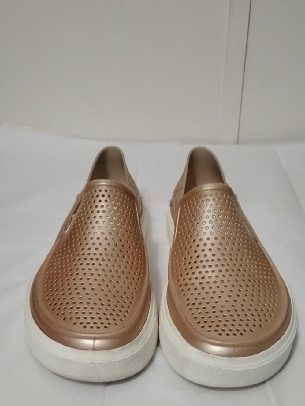 Crocs Slip-On Perforated Metallic Rose Gold Sneakers